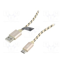 1 pcs x LOGILINK - CU0133 - Cable, USB A plug,USB C plug, 1m, black-brown, PVC, textile