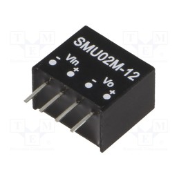 1 pcs x MEAN WELL - SMU02M-12 - Converter: DC/DC, 2W, Uin: 10.8÷13.2V, Uout: 12VDC, Iout: 33÷167mA