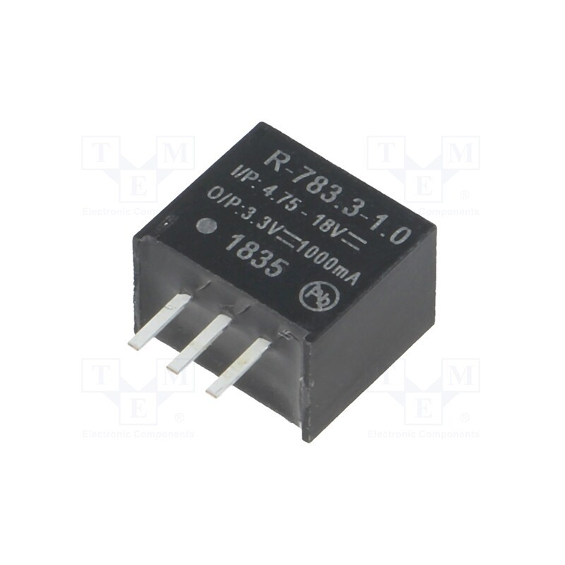 1 pcs x RECOM - R-783.3-1.0 - Converter: DC/DC, 3.3W, Uin: 4.75÷18V, Uout: 3.3VDC, Iout: 1A, SIP3