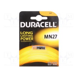 1 pcs x DURACELL - 5000394023352 - Battery: alkaline, 12V, 27A,8LR50,A27,MN27, non-rechargeable
