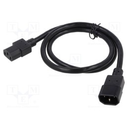 1 pcs x Qualtek Electronics - 318007-01 - Cable, 3x16AWG, IEC C13 female,IEC C14 male, PVC, 1m, black, 13A