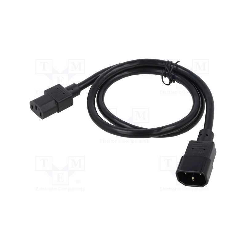 1 pcs x Qualtek Electronics - 318007-01 - Cable, 3x16AWG, IEC C13 female,IEC C14 male, PVC, 1m, black, 13A