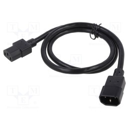 1 pcs x Qualtek Electronics - 318005-01 - Cable, 3x18AWG, IEC C13 female,IEC C14 male, PVC, 1m, black, 10A