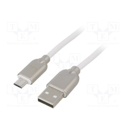 1 pcs x GEMBIRD - CC-USB2R-AMMBM-1M-W - Cable, USB 2.0, USB A plug,USB B micro plug, gold-plated, 1m