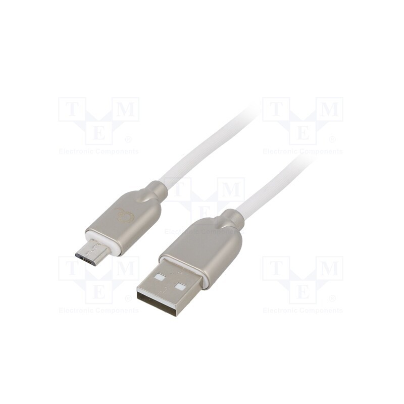 1 pcs x GEMBIRD - CC-USB2R-AMMBM-1M-W - Cable, USB 2.0, USB A plug,USB B micro plug, gold-plated, 1m