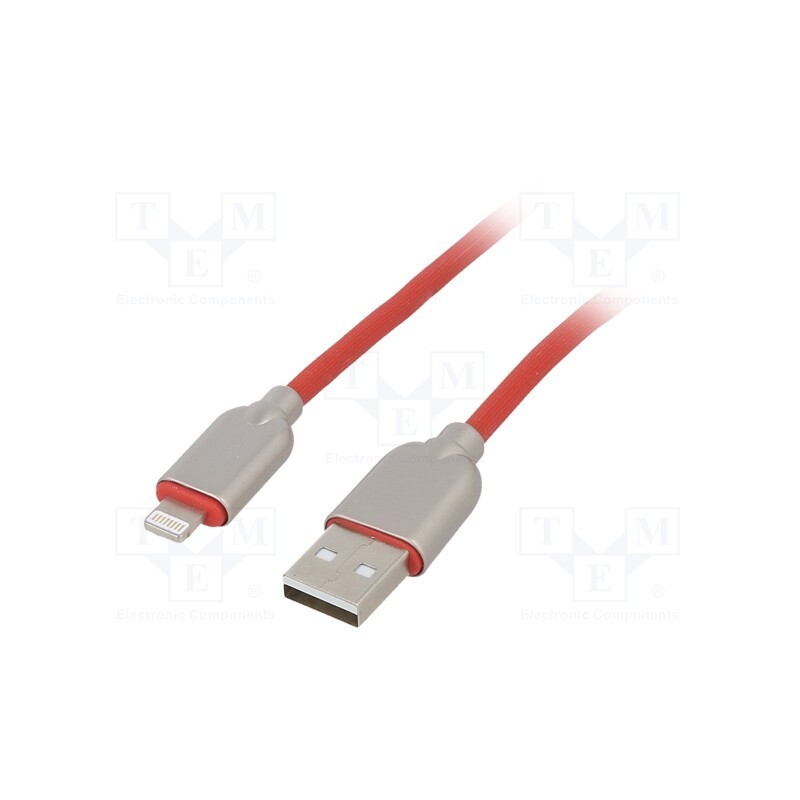 1 pcs x GEMBIRD - CC-USB2R-AMLM-1M-R - Cable, USB 2.0, Apple Lightning plug,USB A plug, 1m, red, 480Mbps