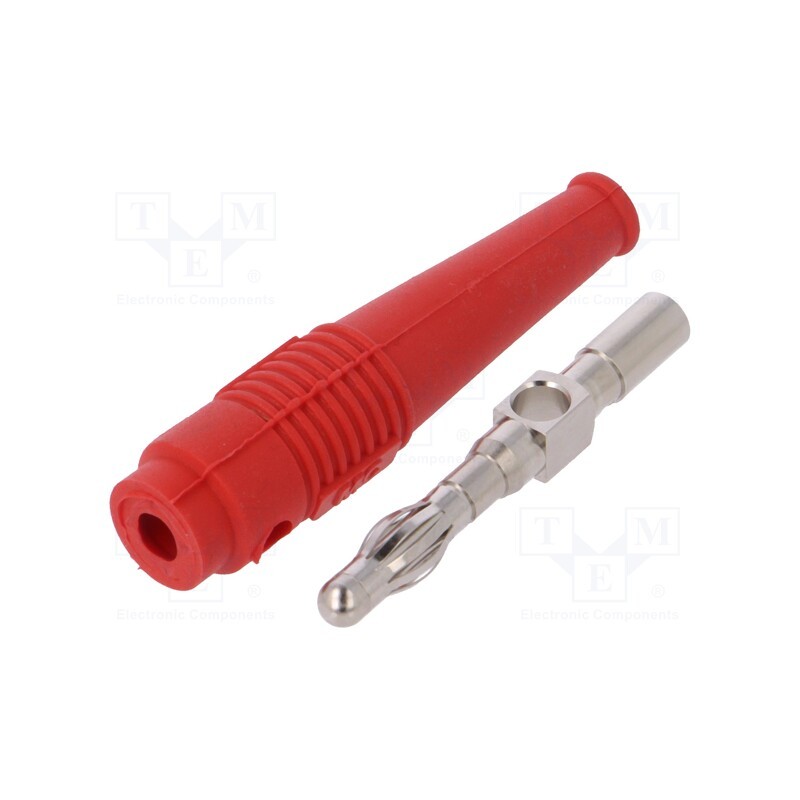 1 pcs x STu00c4UBLI - 64.9199-22 - Plug, 4mm banana, 32A, red, 2.5mm2, nickel plated, soldered, 69mm