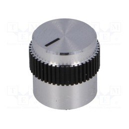 1 pcs x MENTOR - 5615.6614 - Knob, with pointer, aluminium, Øshaft: 6mm, Ø15x15mm, grey-black