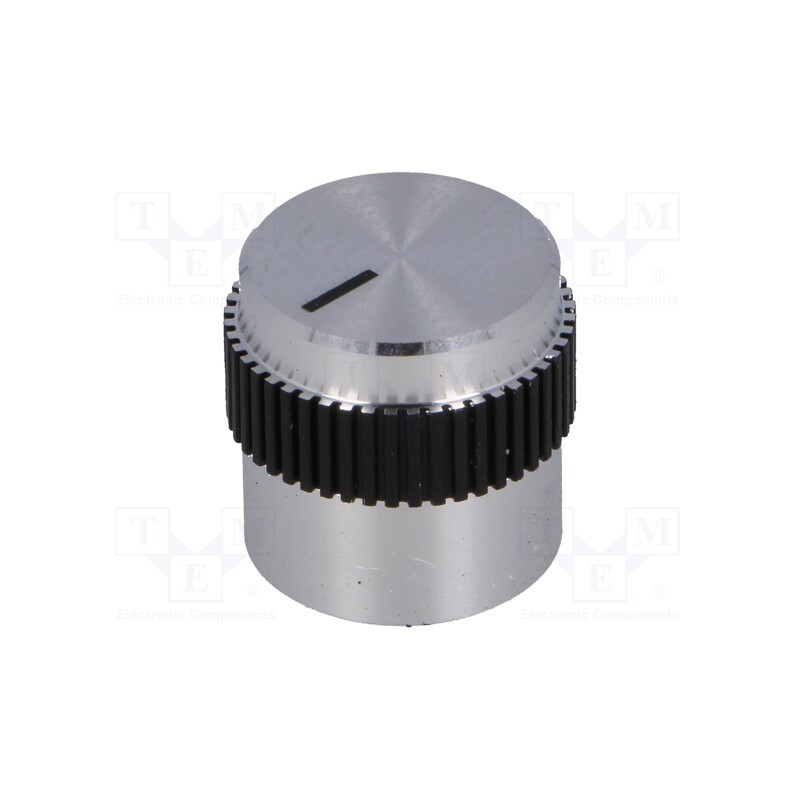 1 pcs x MENTOR - 5615.6614 - Knob, with pointer, aluminium, Øshaft: 6mm, Ø15x15mm, grey-black