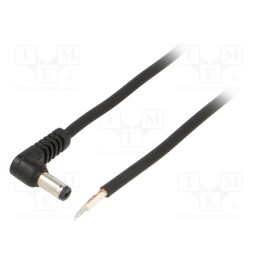 1 pcs x WEST POL - A21-TT-C075-150BK - Cable, 1x0.75mm2, wires,DC 5,5/2,1 plug, angled, black, 1.5m