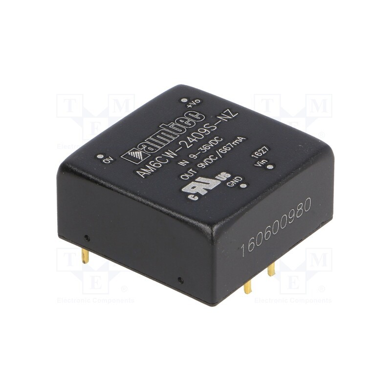 1 pcs x AIMTEC - AM6CW-2409S-NZ - Converter: DC/DC, 6W, Uin: 9÷36V, Uout: 9VDC, Iout: 667mA, 1'x1'