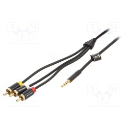 1 pcs x VENTION - VAB-R07-B150 - Cable, Jack 3.5mm plug,RCA plug x3, 1.5m, Plating: gold-plated
