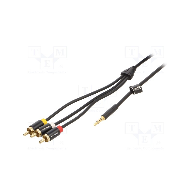 1 pcs x VENTION - VAB-R07-B150 - Cable, Jack 3.5mm plug,RCA plug x3, 1.5m, Plating: gold-plated