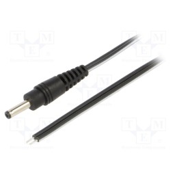 1 pcs x WEST POL - P13-TT-T050-050BK - Cable, 2x0.5mm2, wires,DC 3,5/1,3 plug, straight, black, 0.5m