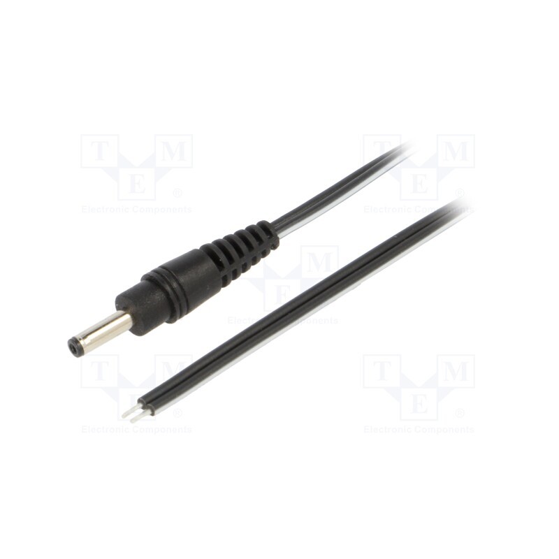 1 pcs x WEST POL - P13-TT-T050-050BK - Cable, 2x0.5mm2, wires,DC 3,5/1,3 plug, straight, black, 0.5m