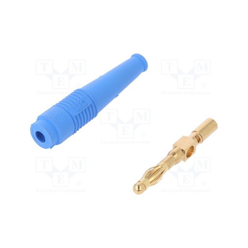 1 pcs x STu00c4UBLI - 64.1020-23 - Plug, 4mm banana, 32A, blue, non-insulated, 2.5mm2, gold-plated