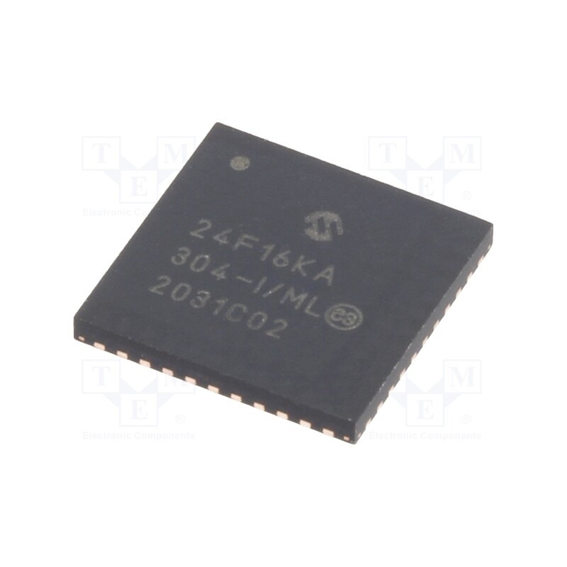 1 pcs x MICROCHIP TECHNOLOGY - PIC24F16KA304-I/ML - IC: PIC microcontroller, 16kB, 32MHz, I2C,IrDA,PWM,SPI,UART, SMD
