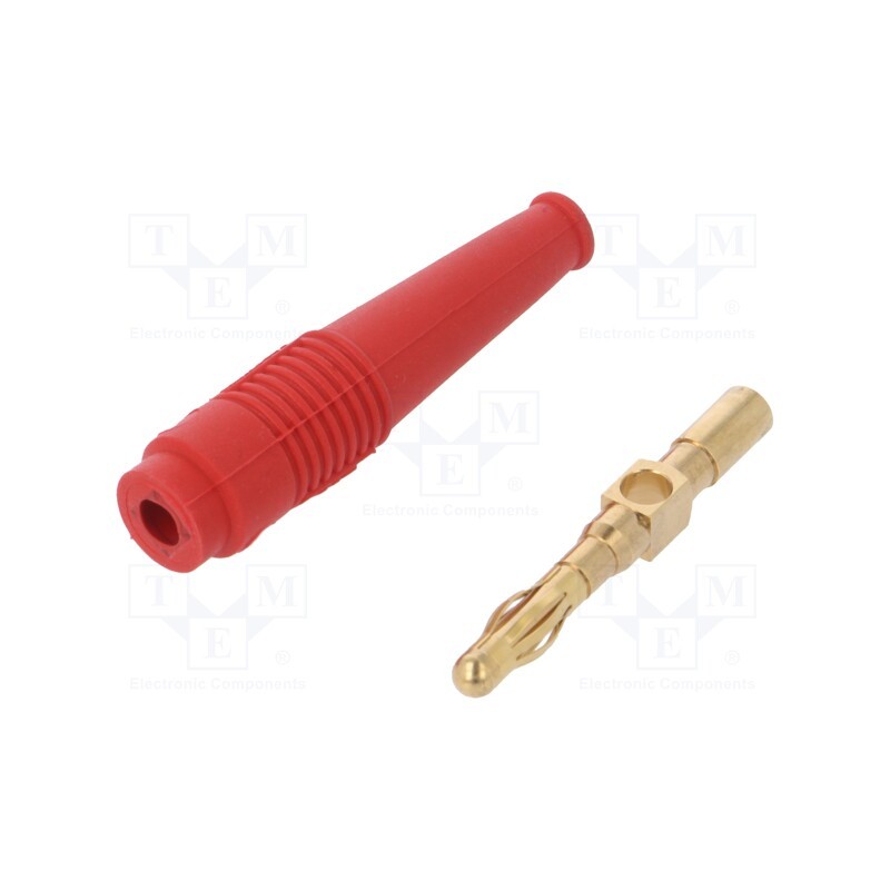 1 pcs x STu00c4UBLI - 64.1020-22 - Plug, 4mm banana, 32A, red, non-insulated, 2.5mm2, gold-plated