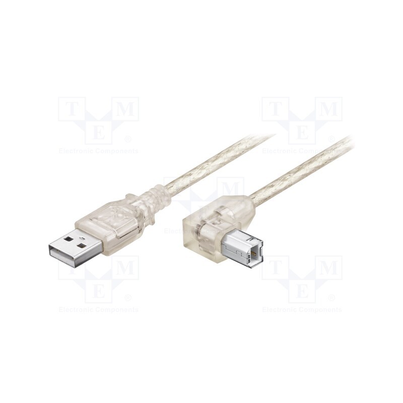 1 pcs x Goobay - 93575 - Cable, USB 2.0, USB A plug,USB B angled plug, 0.5m, transparent