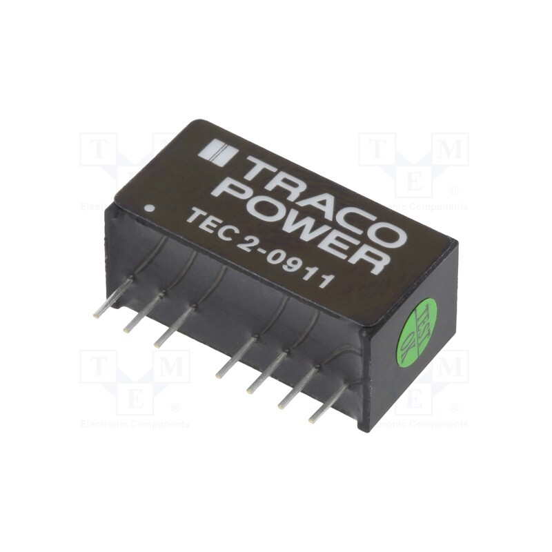 1 pcs x TRACO POWER - TEC 2-0911 - Converter: DC/DC, 2W, Uin: 4.5÷13.2V, Uout: 5VDC, Iout: 400mA, SIP8