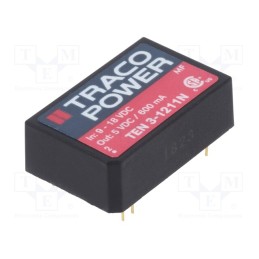 1 pcs x TRACO POWER - TEN 3-1211N - Converter: DC/DC, 3W, Uin: 9÷18V, Uout: 5VDC, Iout: 600mA, DIP24