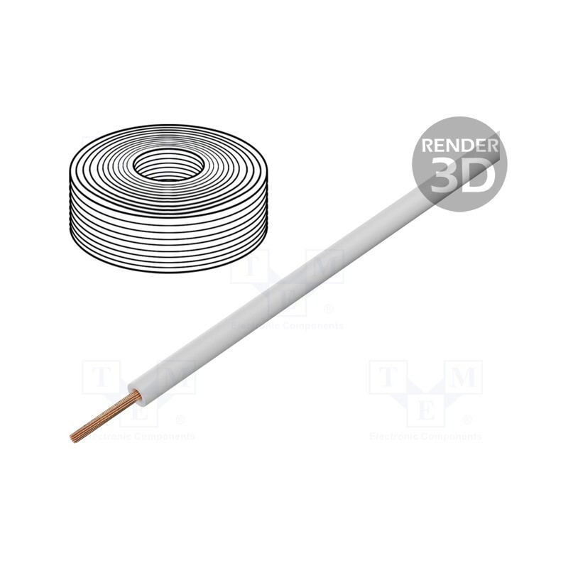 1 rol x DONAU ELEKTRONIK - 118-5 - Wire, stranded, Cu, 0.14mm2, PVC, white, 60V, 10m, 1x0.14mm2