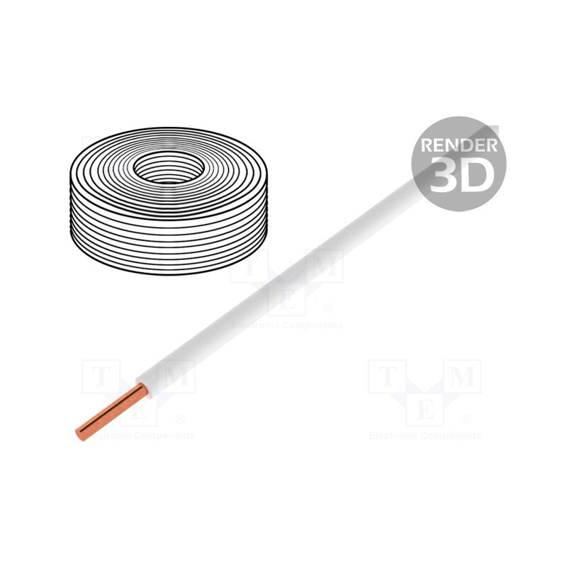 1 rol x DONAU ELEKTRONIK - 105-5 - Wire, 0.2mm2, solid, Cu, PVC, white, 60V, 10m, 1x0.2mm2