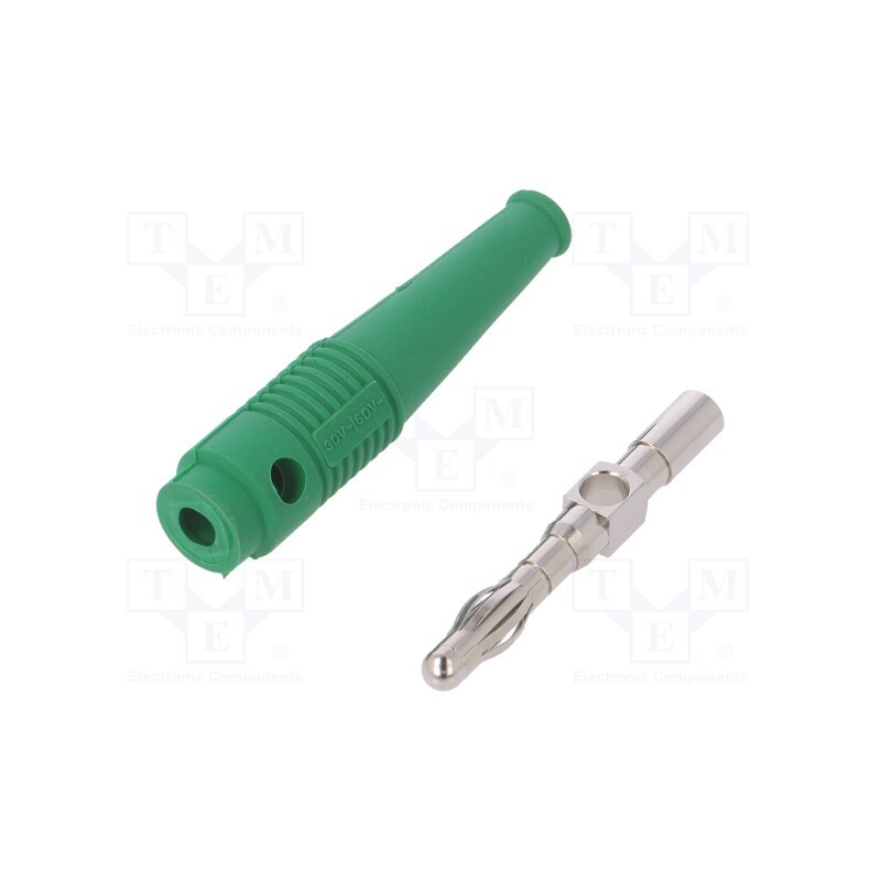 1 pcs x STu00c4UBLI - 64.9199-25 - Plug, 4mm banana, 32A, green, 2.5mm2, nickel plated, soldered, 69mm