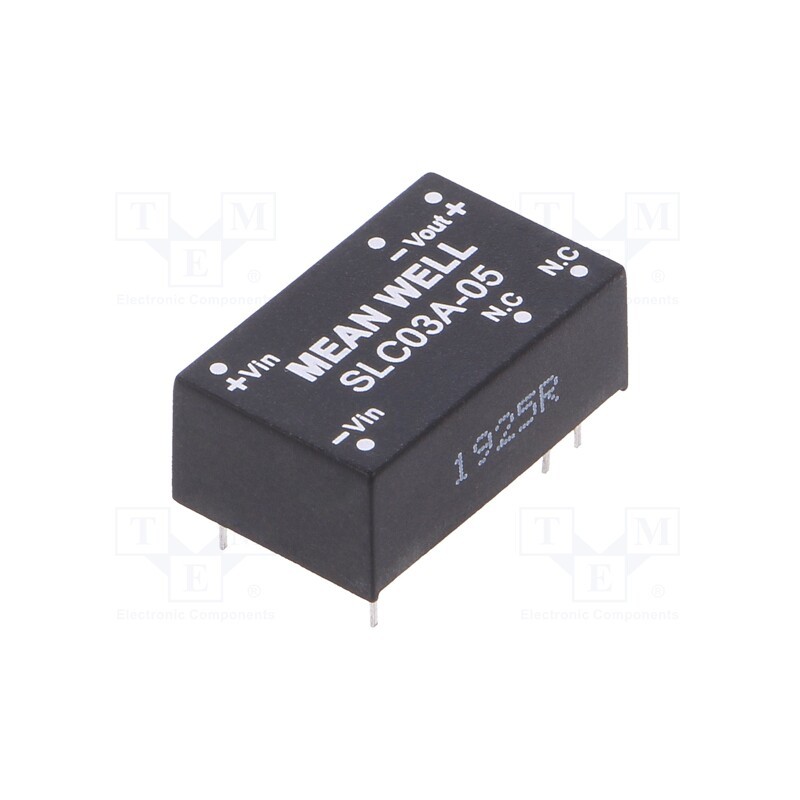 1 pcs x MEAN WELL - SLC03A-05 - Converter: DC/DC, 3W, Uin: 9÷18V, Uout: 5VDC, Iout: 600mA, DIP16, THT