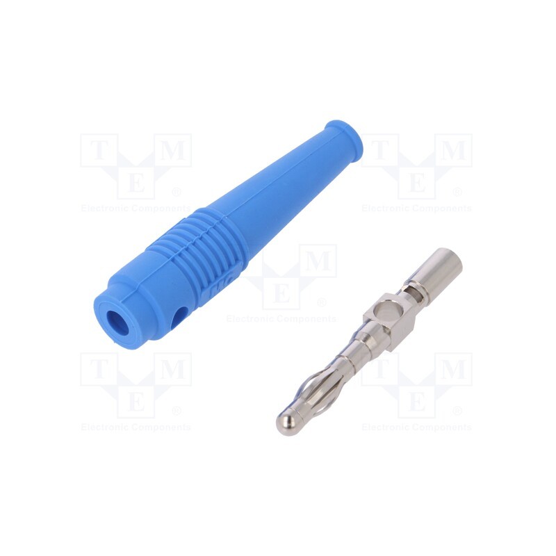 1 pcs x STu00c4UBLI - 64.9199-23 - Plug, 4mm banana, 32A, blue, 2.5mm2, nickel plated, soldered, 69mm