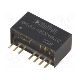 1 pcs x AIMTEC - AM1GU-1215DH30JZ - Converter: DC/DC, 1W, Uin: 4.5÷36V, Uout: 15VDC, Uout2: -15VDC, SIP8