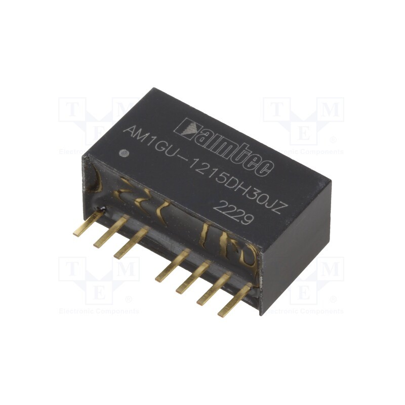 1 pcs x AIMTEC - AM1GU-1215DH30JZ - Converter: DC/DC, 1W, Uin: 4.5÷36V, Uout: 15VDC, Uout2: -15VDC, SIP8