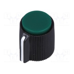 1 pcs x SR PASSIVES - KK-14 - Knob, with pointer, plastic, Øshaft: 6.35mm, Ø13x15mm, green