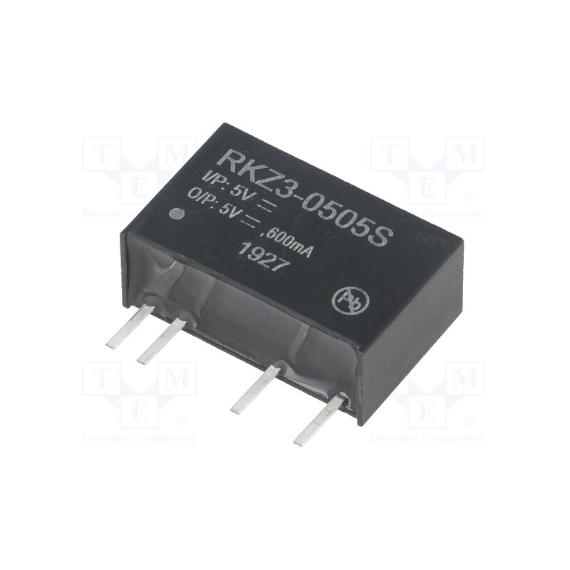 1 pcs x RECOM - RKZ3-0505S - Converter: DC/DC, 3W, Uin: 4.5÷5.5V, Uout: 5VDC, Iout: 600mA, SIP7