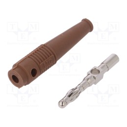 1 pcs x STu00c4UBLI - 64.9199-27 - Plug, 4mm banana, 32A, brown, 2.5mm2, nickel plated, soldered, 69mm