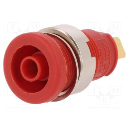 1 pcs x HIRSCHMANN T&M - SEB 2610 F4,8 RT - Socket, 4mm banana, 25A, 1kVDC, red, gold-plated, screw, 32mm, 5mΩ