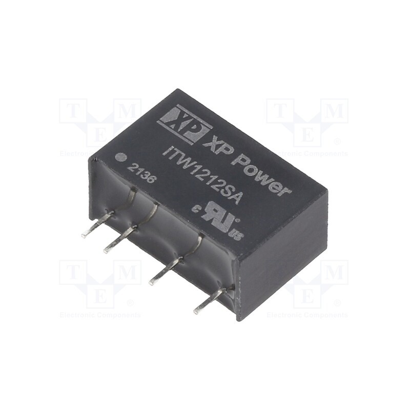 1 pcs x XP POWER - ITW1212SA - Converter: DC/DC, 1W, Uin: 9÷18V, Uout: 12VDC, Iout: 83mA, SIP, 550kHz