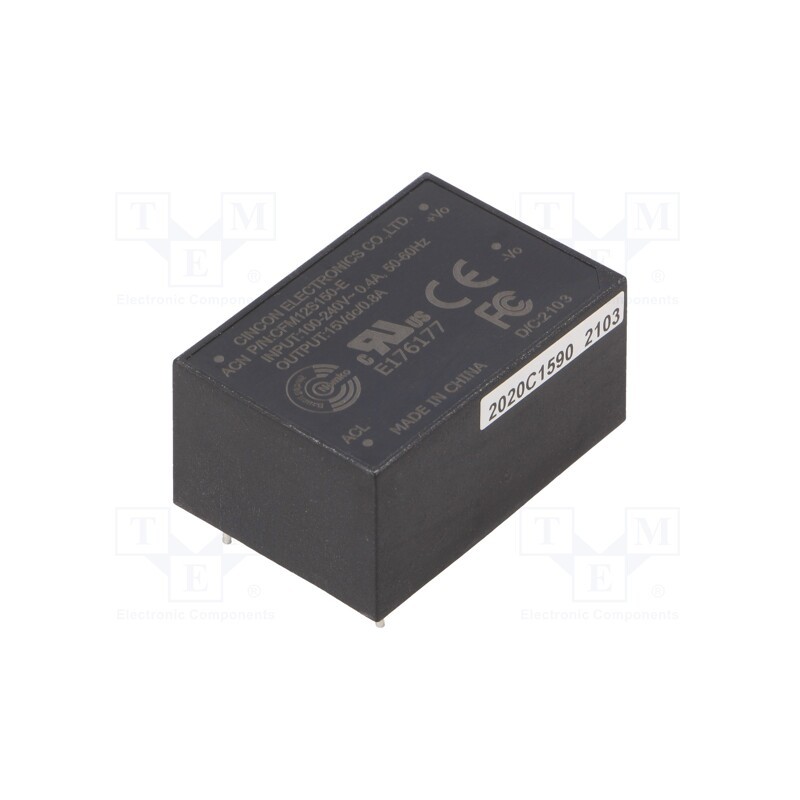 1 pcs x CINCON - CFM12S150-E - Converter: AC/DC, 12W, 90÷264VAC, Usup: 120÷370VDC, Uout: 15VDC