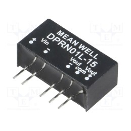 1 pcs x MEAN WELL - DPRN01L-15 - Converter: DC/DC, 1W, Uin: 4.75÷5.5V, Uout: 15VDC, Uout2: -15VDC