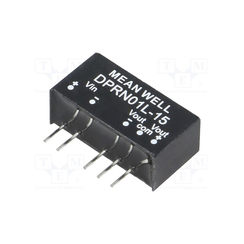 1 pcs x MEAN WELL - DPRN01L-15 - Converter: DC/DC, 1W, Uin: 4.75÷5.5V, Uout: 15VDC, Uout2: -15VDC