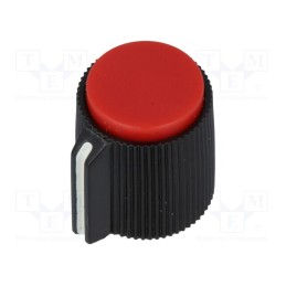 1 pcs x SR PASSIVES - KK-10 - Knob, with pointer, plastic, Øshaft: 6.35mm, Ø13x15mm, red