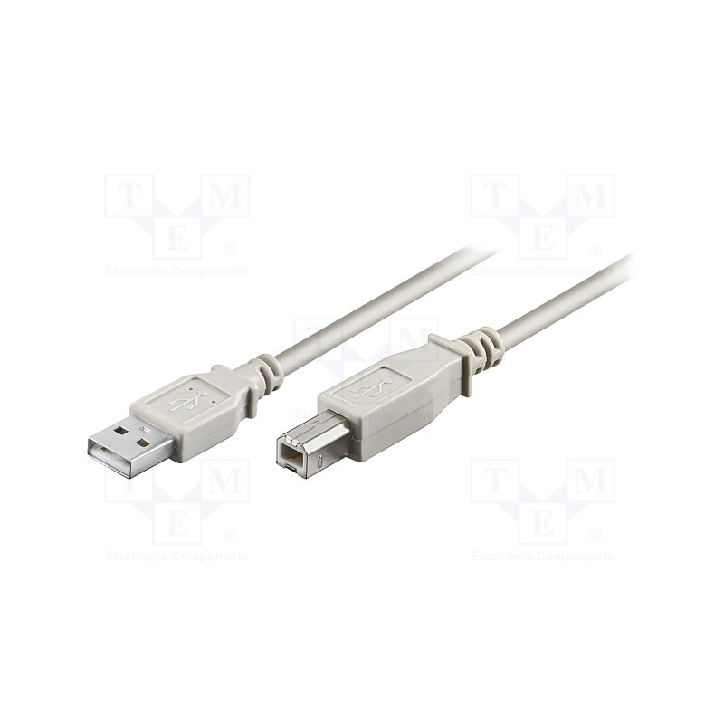 1 pcs x Goobay - 50954 - Cable, USB 2.0, USB A plug,USB B plug, 3m, grey, Core: Cu, 480Mbps