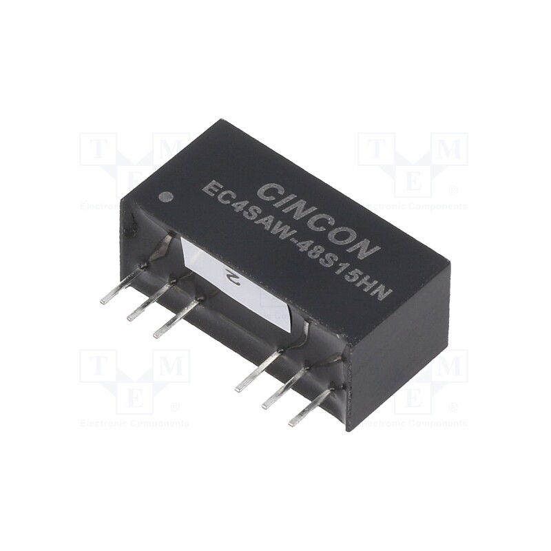 1 pcs x CINCON - EC4SAW-48S15HN - Converter: DC/DC, 5/6W, Uin: 18÷75V, Uout: 15VDC, Iout: 400mA, SIP8