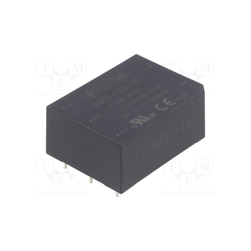 1 pcs x AIMTEC - AME5-5SCJZ - Converter: AC/DC, 5W, 85÷264VAC, Usup: 120÷370VDC, Uout: 5VDC, 75%