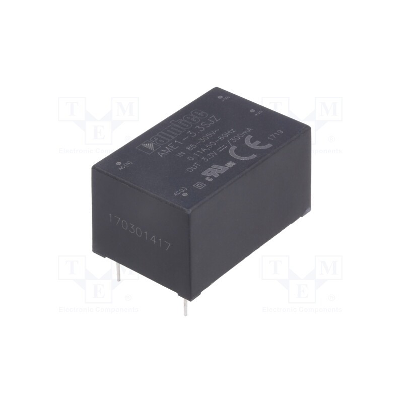 1 pcs x AIMTEC - AME1-3.3SJZ - Converter: AC/DC, 1W, 85÷305VAC, Usup: 120÷430VDC, Uout: 3.3VDC