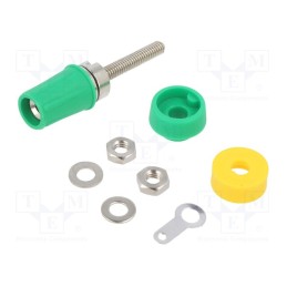 2 pcs x CLIFF - CL1553-TP/2 - Socket, 4mm banana, 15A, green, on panel, Connection: soldered