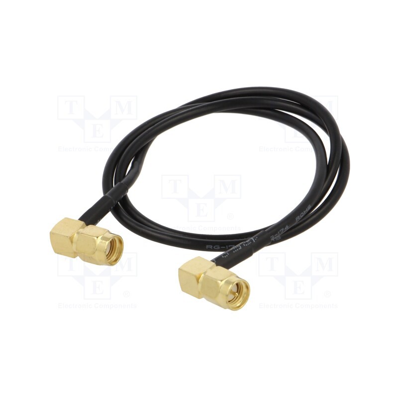 1 pcs x ONTECK - SMA-08-0.5 - Cable, 50Ω, 0.5m, RP-SMA male,SMA plug, black, angled