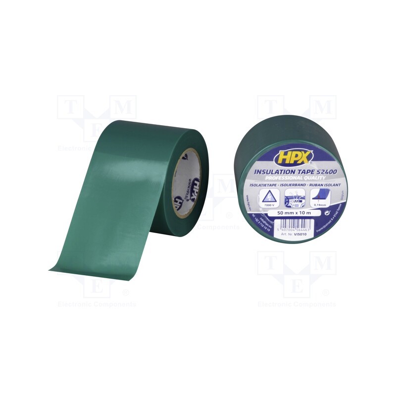 1 rol x HPX - VI5010 - Tape: electrical insulating, W: 50mm, L: 10m, Thk: 0.19mm, green