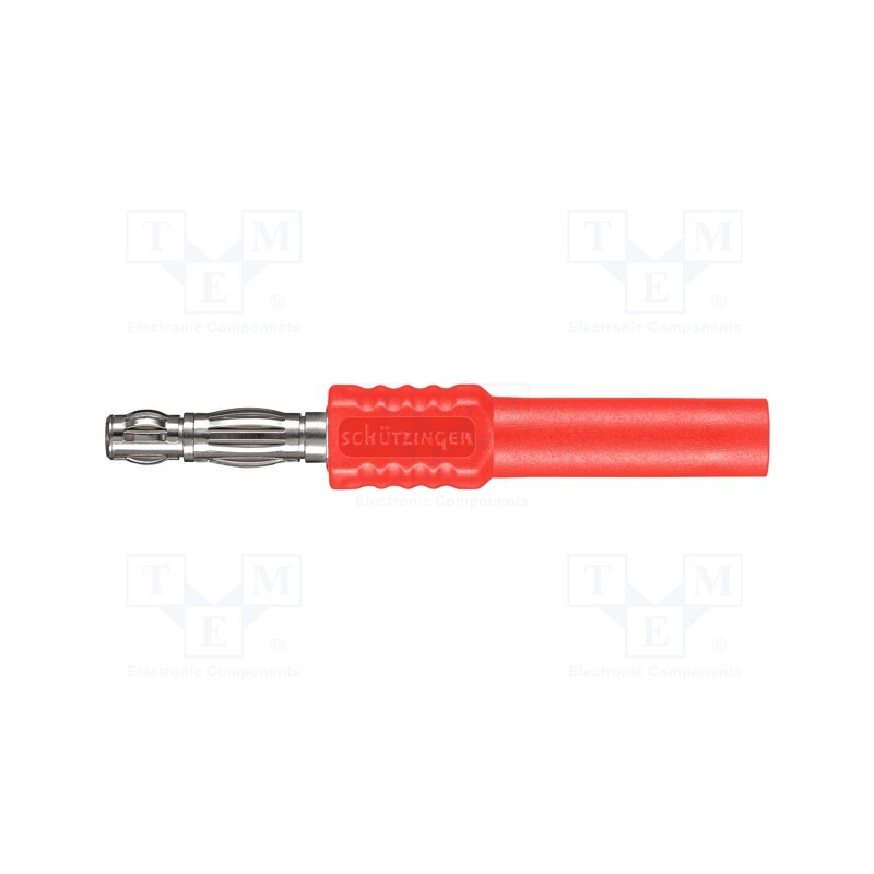 1 pcs x SCHu00dcTZINGER - BRST 7922 NI / RT - Plug, 4mm banana, 16A, 30VAC, 60VDC, red, non-insulated, 66.9mm