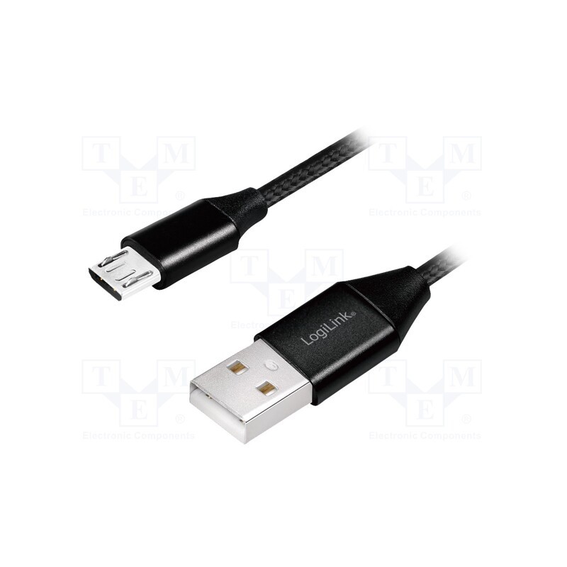 1 pcs x LOGILINK - CU0143 - Cable, USB 2.0, USB A plug,USB B micro plug, 0.3m, black, PVC